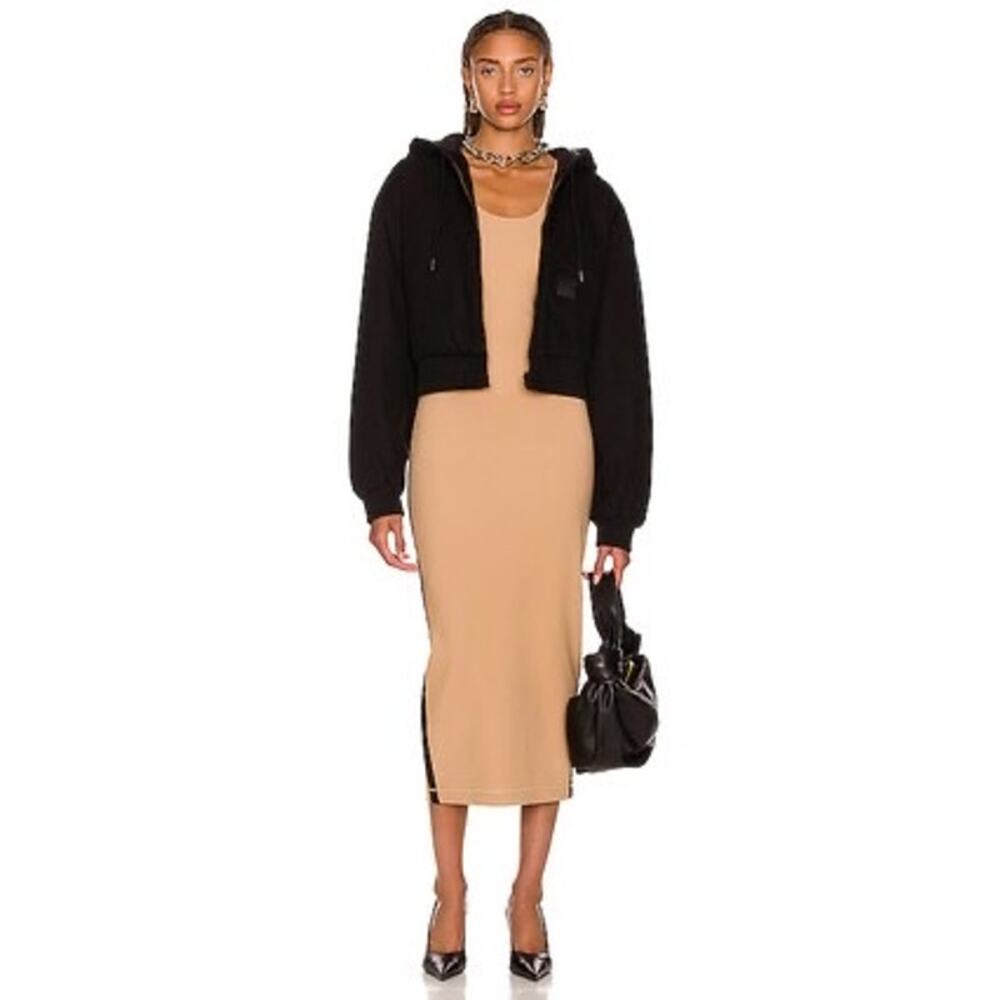 WARDROBE.NYC Tan Black Bodycon Midi Dress Sport Sleeveless Small